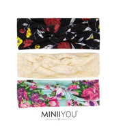 SET  baby haarbandjes 6-24 maanden wit crème kant | dreumes haarbandjes met knoop | baby hoofdband | Meisjes haarband met strik | Meisjes Haarbandjes | Bloemenprint - gebloemd