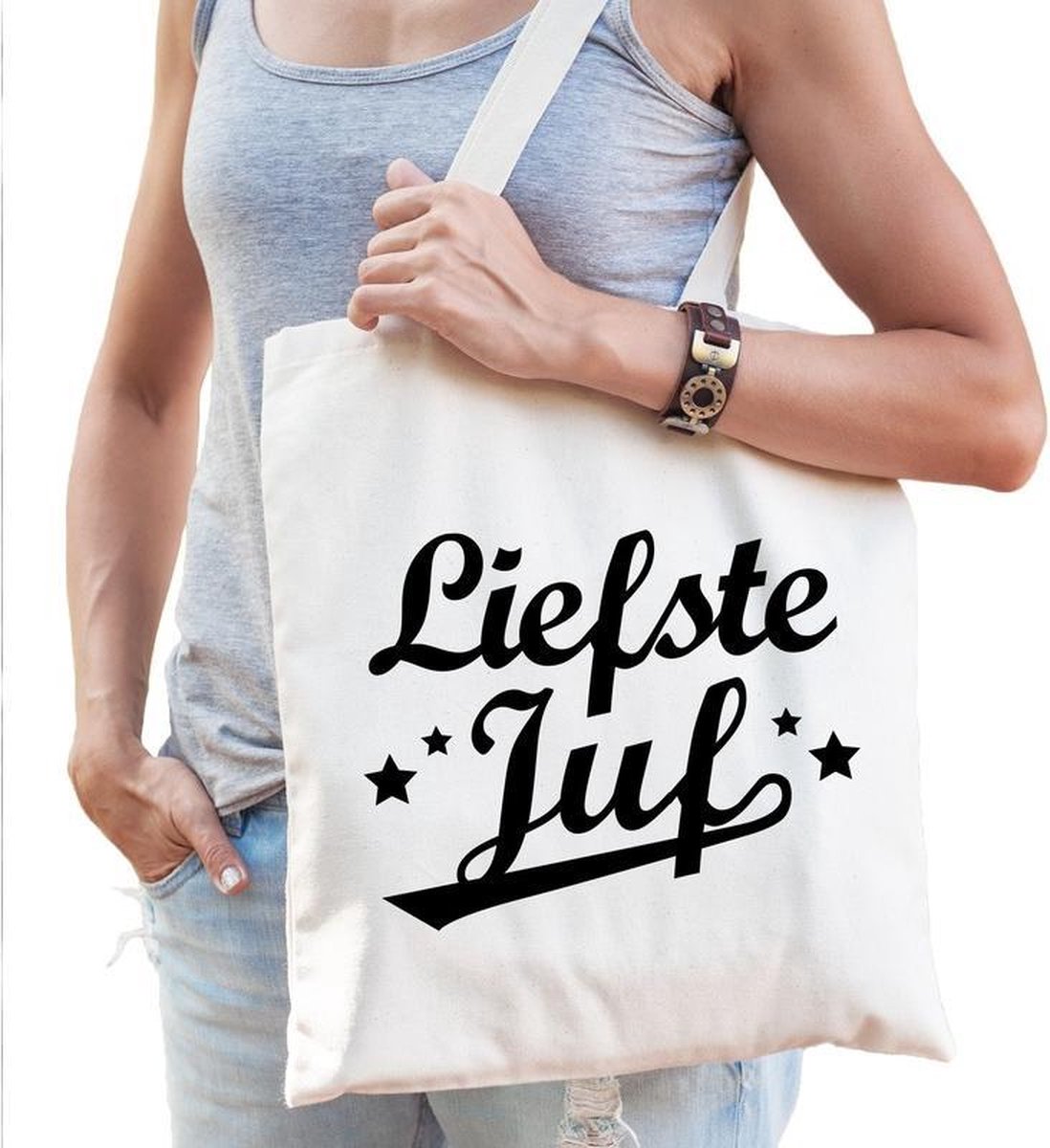 Liefste juf katoenen tas - Meester / juffendag einde schooljaar cadeau