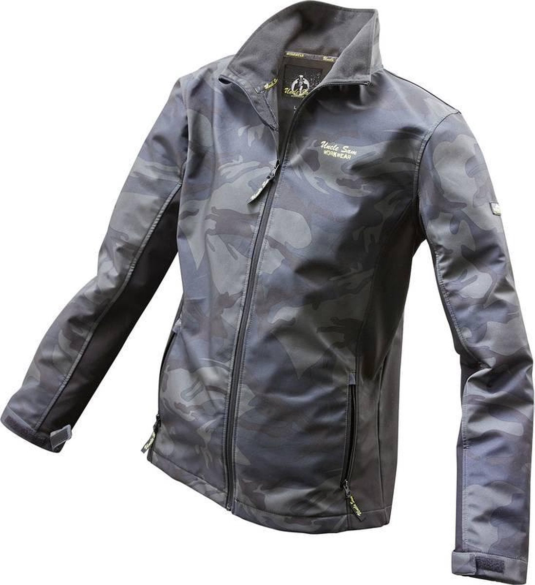 Uncle Sam WORKWEAR Softshelljas wind- en waterafstotend olijfgroen camouflage maat XXL