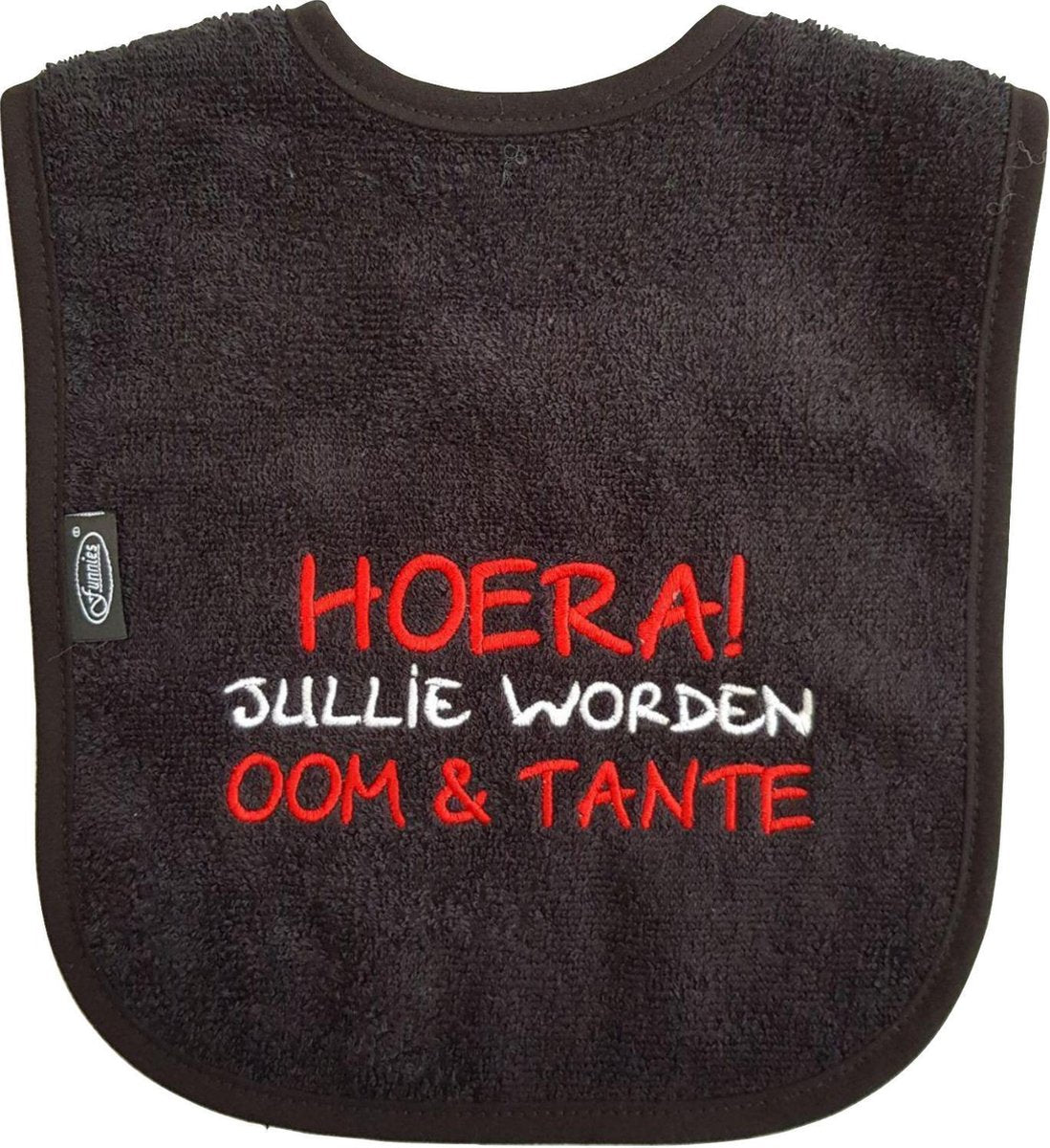 Zwarte slab met "Hoera! Jullie worden oom & tante"