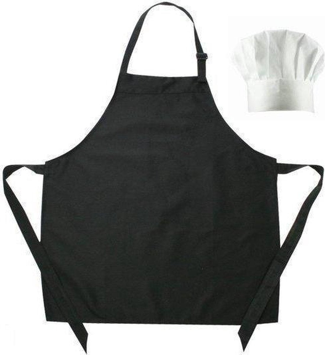 Benza Kinderschort met koksmuts - Zwart - 50 x 60 cm