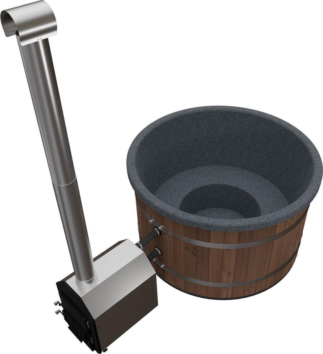 Welltub - Hottub met externe kachel - Antraciet grijs