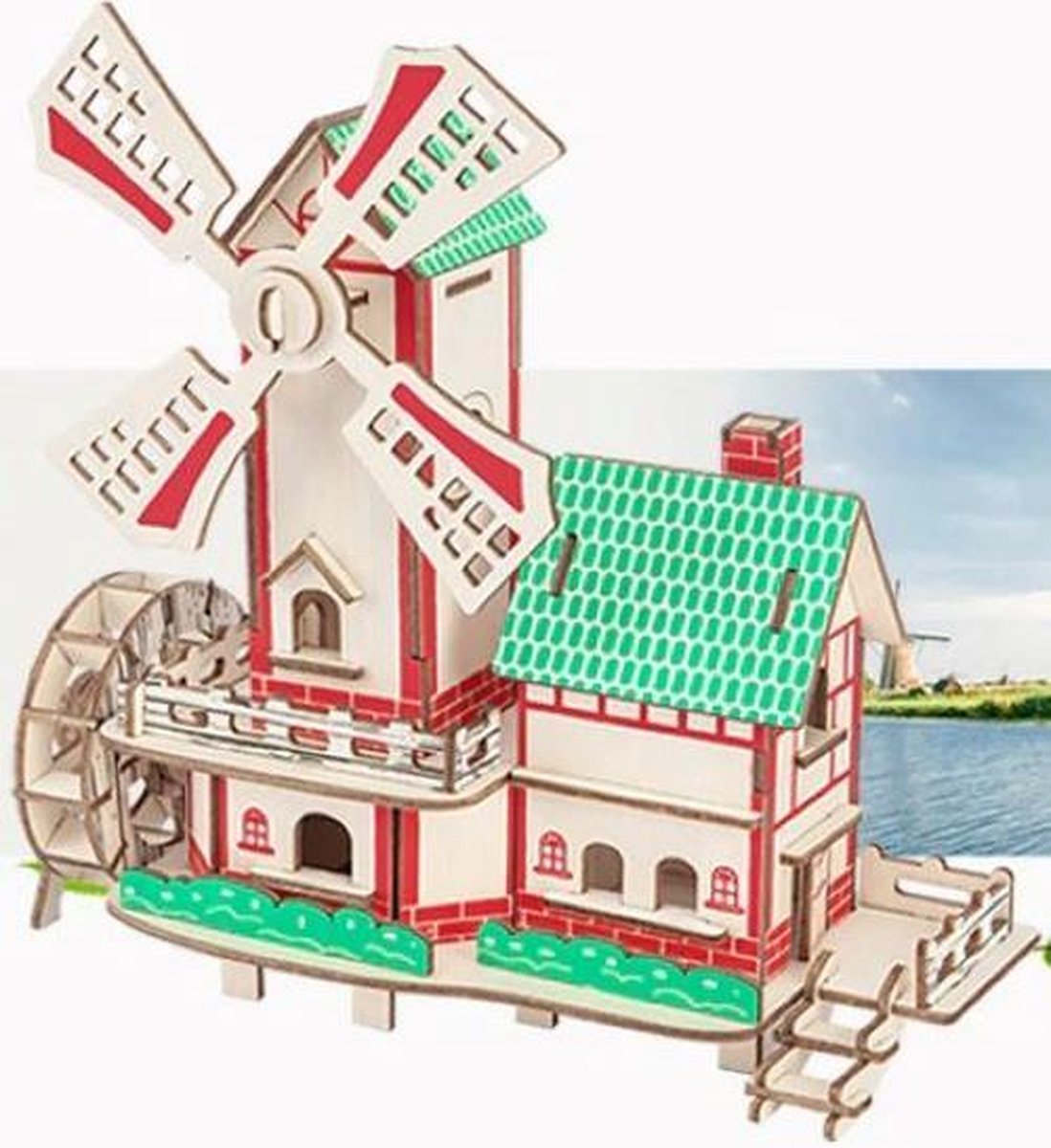 Houten 3D puzzel - Lucky Windmill - molen - 84 onderdelen