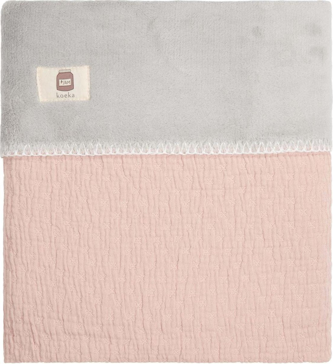 Koeka Wiegdeken Elba Teddy - dusty pink/silver grey 75x100cm