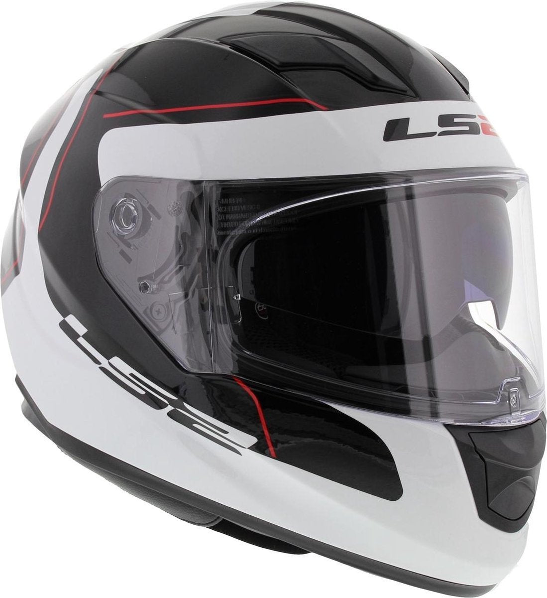 LS2 FF320 Lunar glans zwart wit XS Motorhelm Scooterhelm