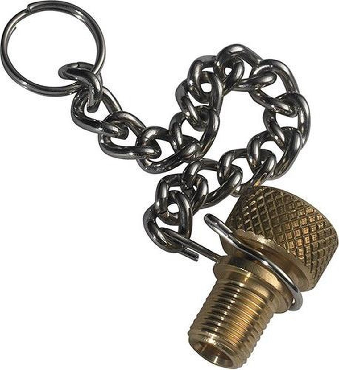 SKS pompdeel slangnippel met ketting koper