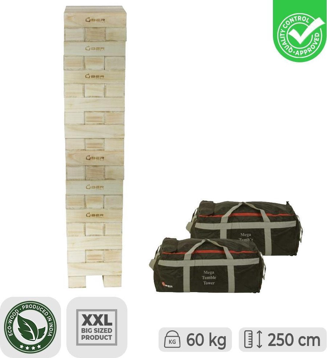 XL Sportspel Stapel-tower tot 250 cm hoog -  Hardhout