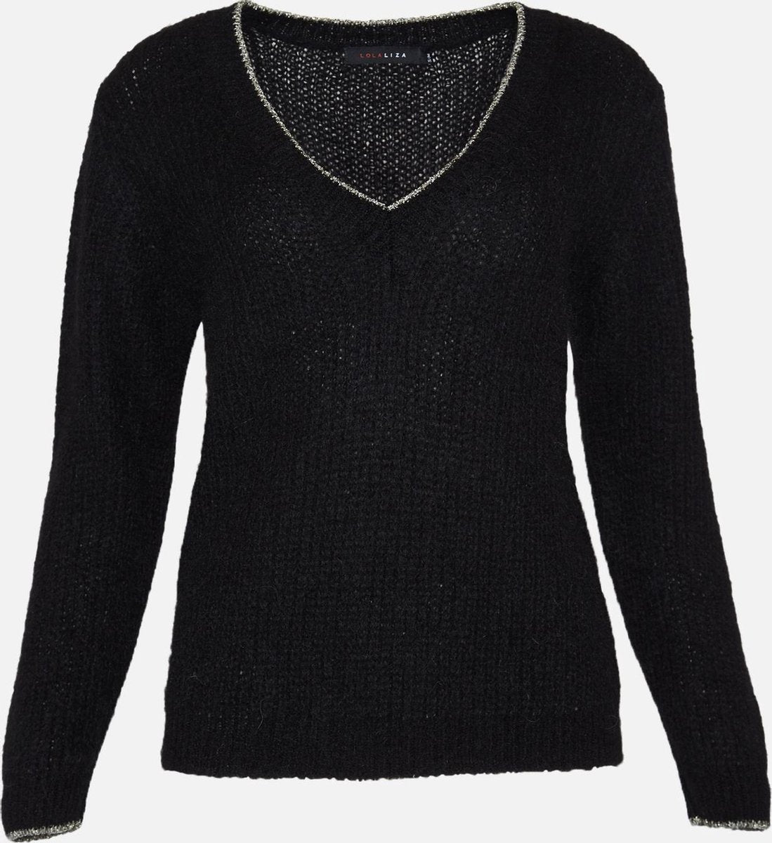 Trui met lurex V-hals - Zwart