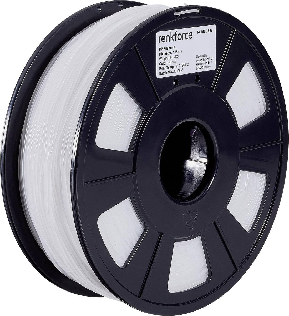 Filament Renkforce PP (Polypropyleen) 1.75 mm Transparant 750 g
