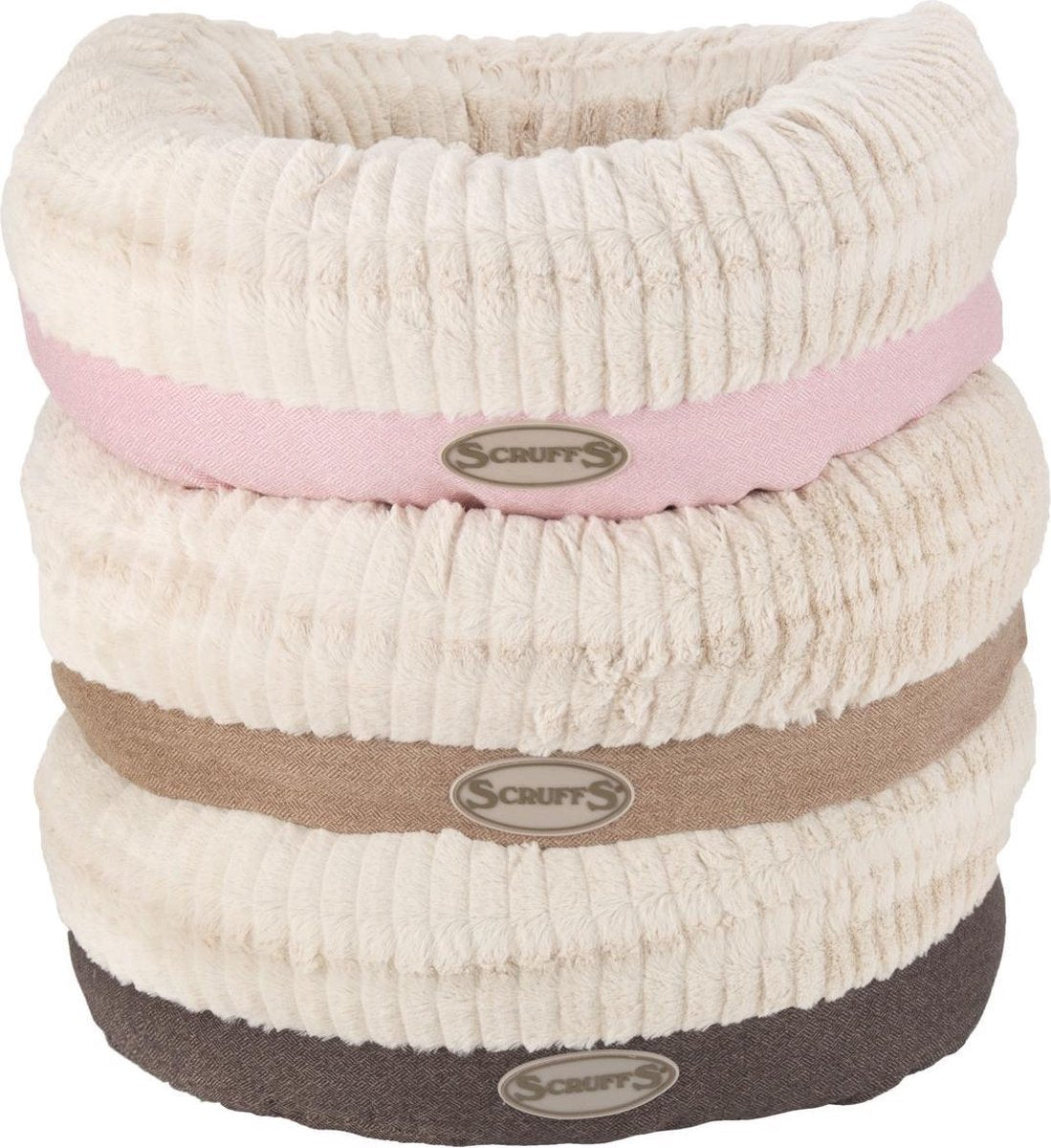 Warme Hondenmand Donut van Lamswol - Scruffs - Grijs of Bruin in maat M of L - Kleur: Roze