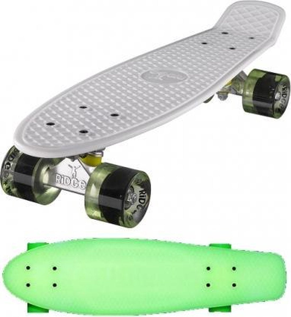 Ridge Retro board 22" Glow with clear green wheels