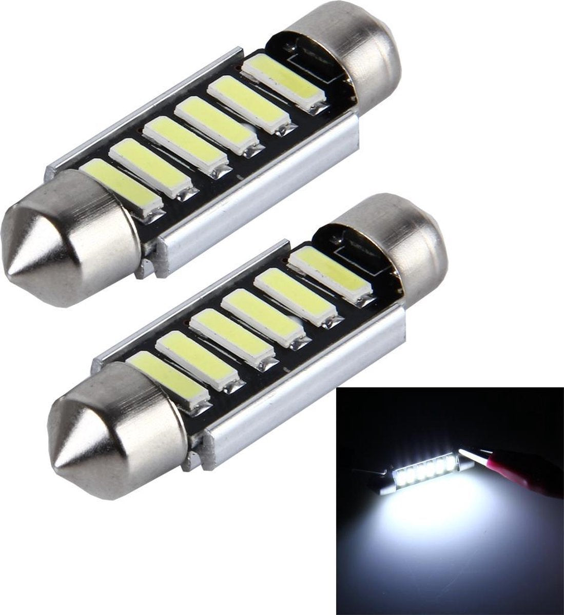 2 STKS 2 W 100 LM 6000 K 39 MM 6 SMD-7020 LED's Bicuspid Port Decodering Auto Dome Lamp LED Leeslamp