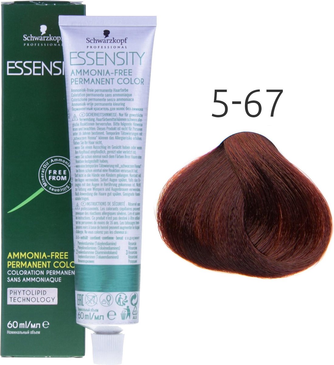 Schwarzkopf - Essensity - Color - 5-67 (D-OA) Lichtbruin Roodbruin Koper - 60 ml