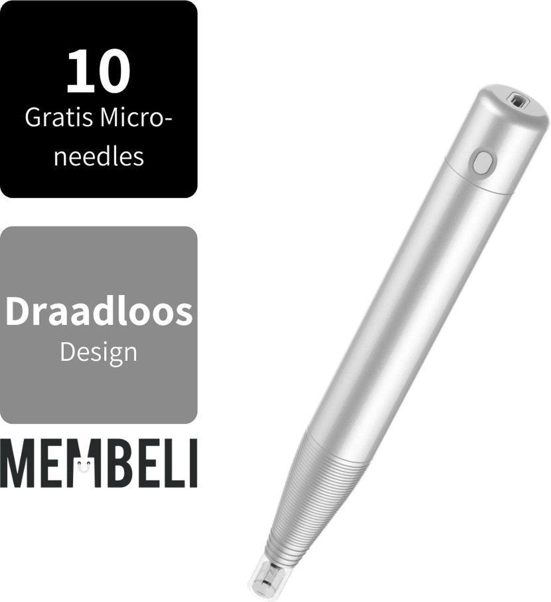 Membeli® Professionele Draadloze Derma Pen + 10 Gratis Dermapen Cartridges - Microneedling Pen - Automatische Dermaroller Dermastamp - Dermarolling