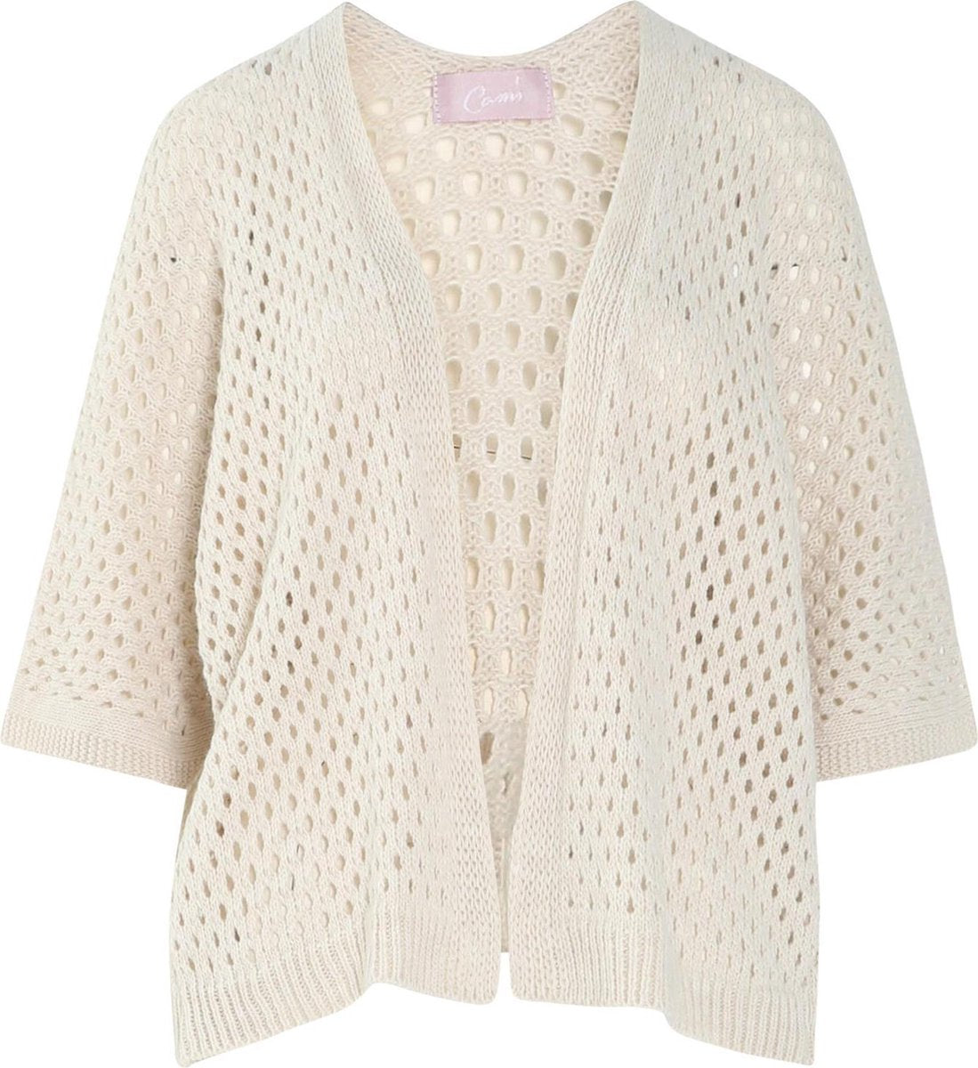 Cassis - Cardigan in opengewerkt tricot - Beige