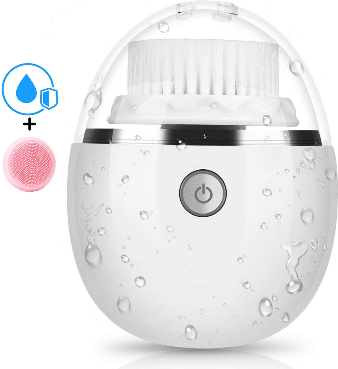 Oscillation Gezichtsreiniginsborstel - Gezichtsborstel - Gezichtsreiniger - Cleanser - Face Brush/Cleaner - voor Alle Huidtypen - 100% Waterproof - met Draadloos Oplaadstation - 2 Opzetstukken - Wit - Deluxe Editie