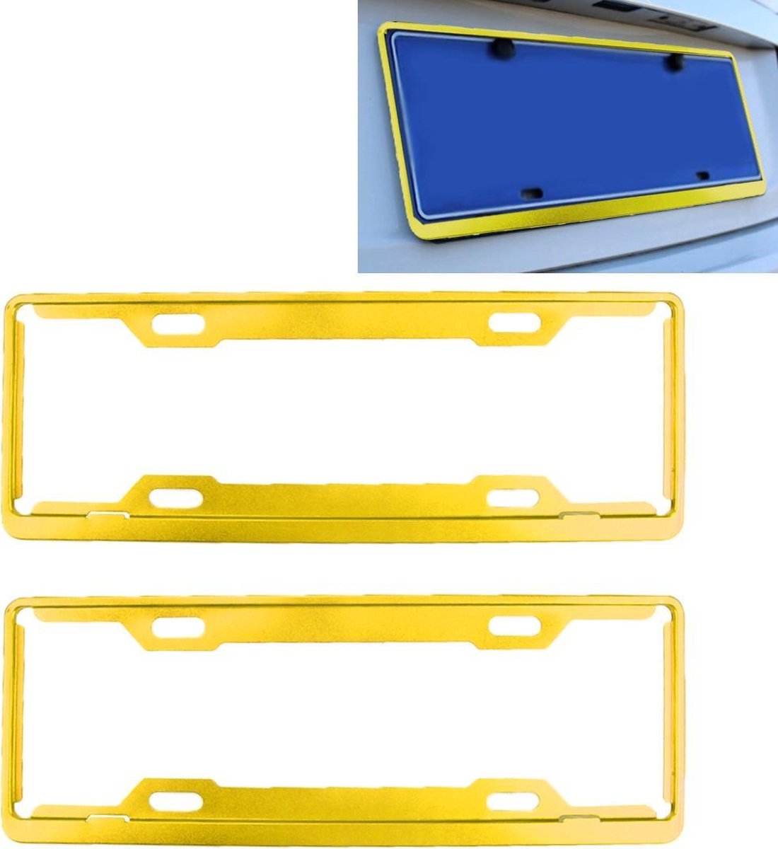 2 STKS Auto Kenteken Frames Auto Styling Kenteken Frame Aluminium Legering Universele Kentekenplaathouder Auto-accessoires (Geel)