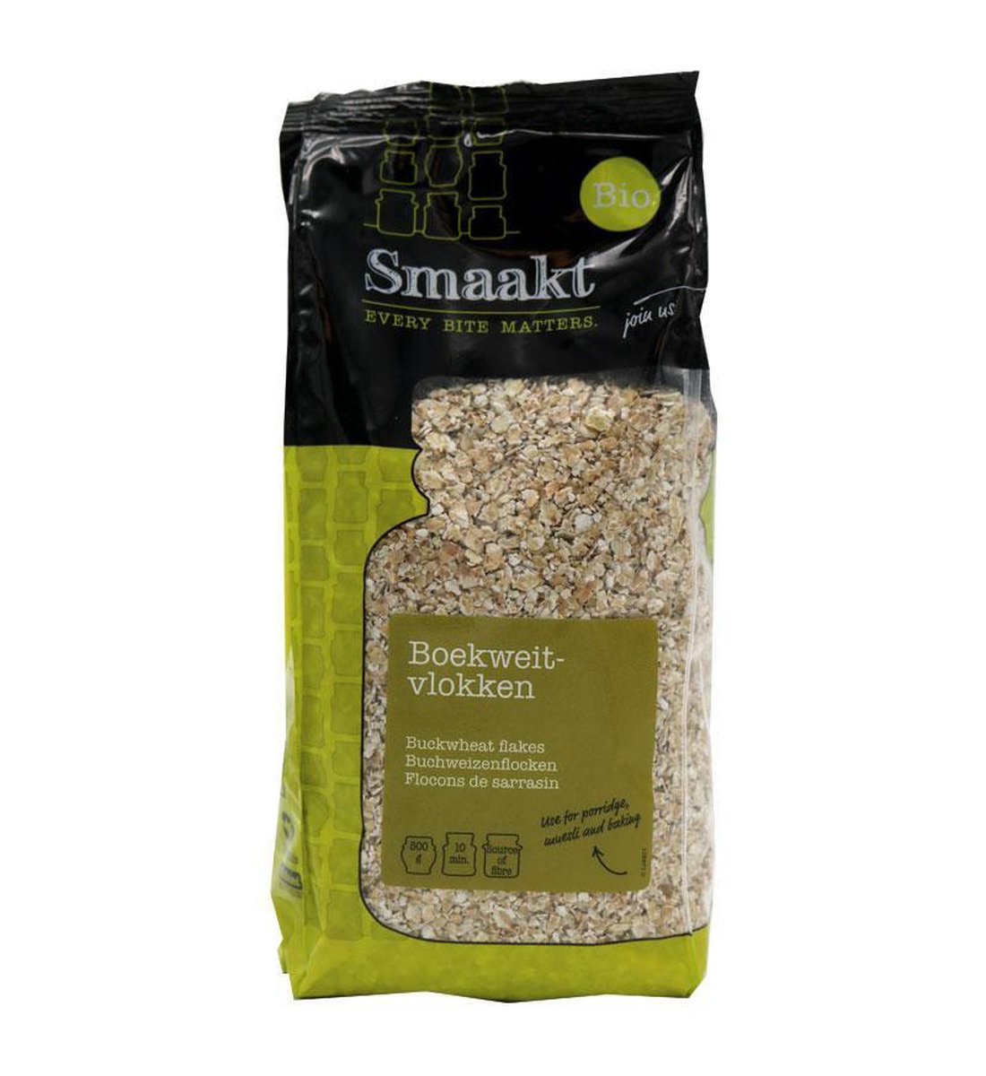 Smaakt Biologische Boekweitvlokken (Doos van 6 verpakkingen van 500 gram)