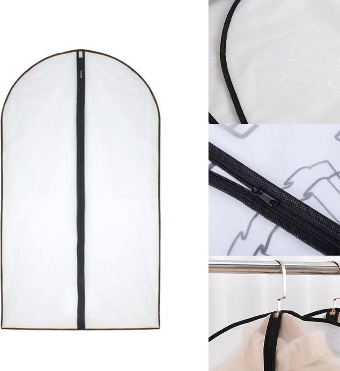 2x Kledinghoes Semi - Transparant 140 x 60 cm - Opberghoes -  Kostuumhoes - Hoes Voor Een Jurk/Pak - Koffer Hoes Voor Kleding