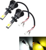 2 STKS H1 DC 12 V 6 W 6000 K + 3500 K Auto LED Mistlampen met dubbelzijdige COB Lampen (Wit Licht + Geel licht)