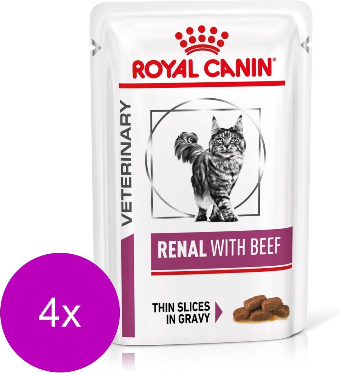 Royal Canin Veterinary Diet Renal Beef Wet - Kattenvoer - 4 x 12x85 g