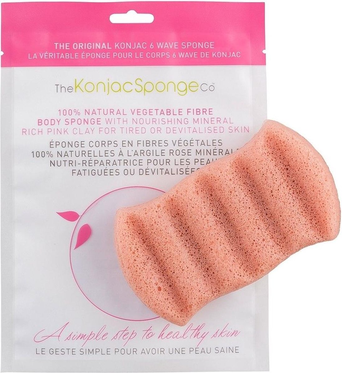 The Konjac Sponge Original Six Wave Body Puff With Pink Clay