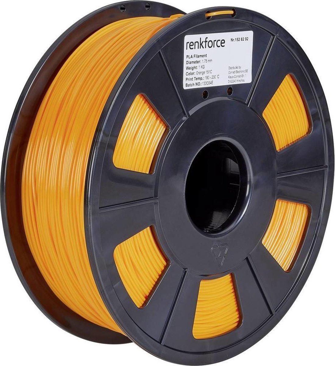 Renkforce RF-4511208 3D-printmateriaal Polymelkzuur Oranje 1 kg