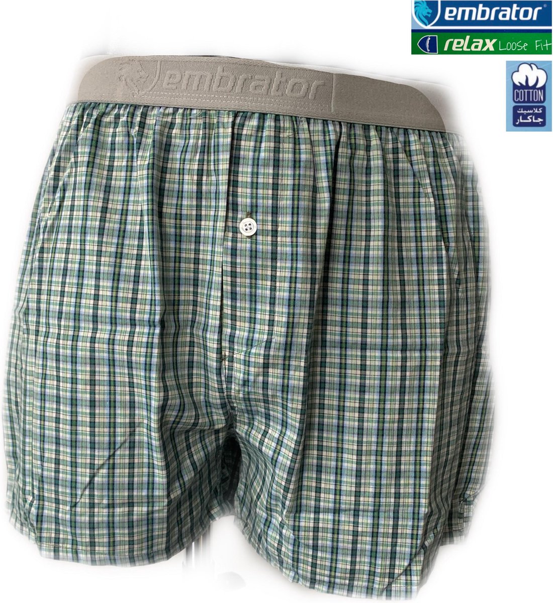 Embrator 2-pack mannen Boxershort geweven katoen lime L