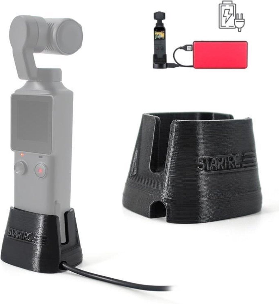 STARTRC USB-C / Type-C Dock Desktop Desktop Basisbeugel voor Xiaomi FIMI Palm 4K Gimbal Camera(Zwart)