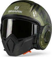 Shark Street Drak Crower Mat Groen Zwart Groen Gkg Jethelm - Motorhelm - Maat L
