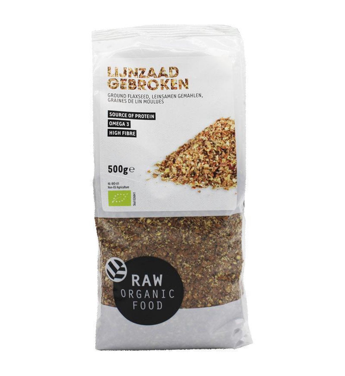 RAW Organic Food Biologische Gebroken Lijnzaad (Doos van 8 verpakkingen van 500 gram)