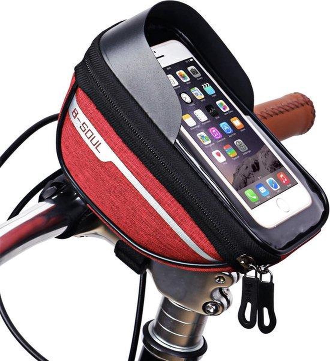 Stuurtas voor Smartphone - Telefoonhouder Fiets - Universele Fietstas - Extra Opbergruimte - Powerbank | Rood