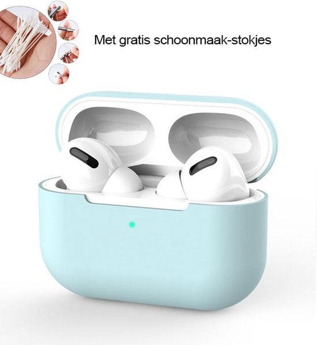 Siliconen Case Apple AirPods Pro licht blauw- AirPods hoesje licht blauw - Mint - AirPods case
