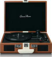 Classic Phono TT-120BNWH - Platenspeler met Bluetooth ontvangst en ingebouwde speakers en oplaadbare accu - Bruin/Wit