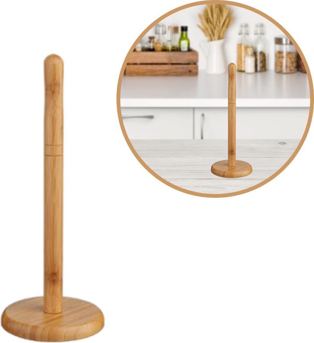 Keukenrolhouder Bamboe  - Keukenpapier Houder Hout – Foliehouder - Keukenrol Houder voor Keukenpapier – Rollenhouder
