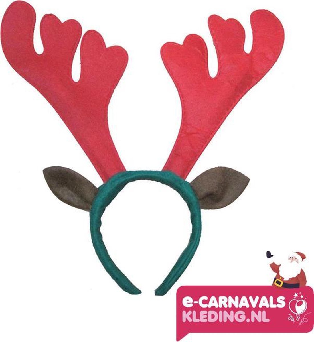 Rendier diadeem voor kerst | Rendier gewei haarband groen rood voor de feestdagen | Rudolf het rendier oren