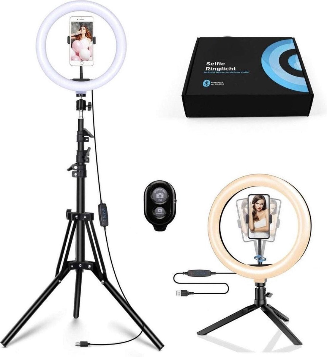 Fancylifestyle®️ 10 Inch LED Licht - Smartphone Statief - Ringlamp - TikTok - Ringlight met statief - 160cm statief - Ring Light Lamp