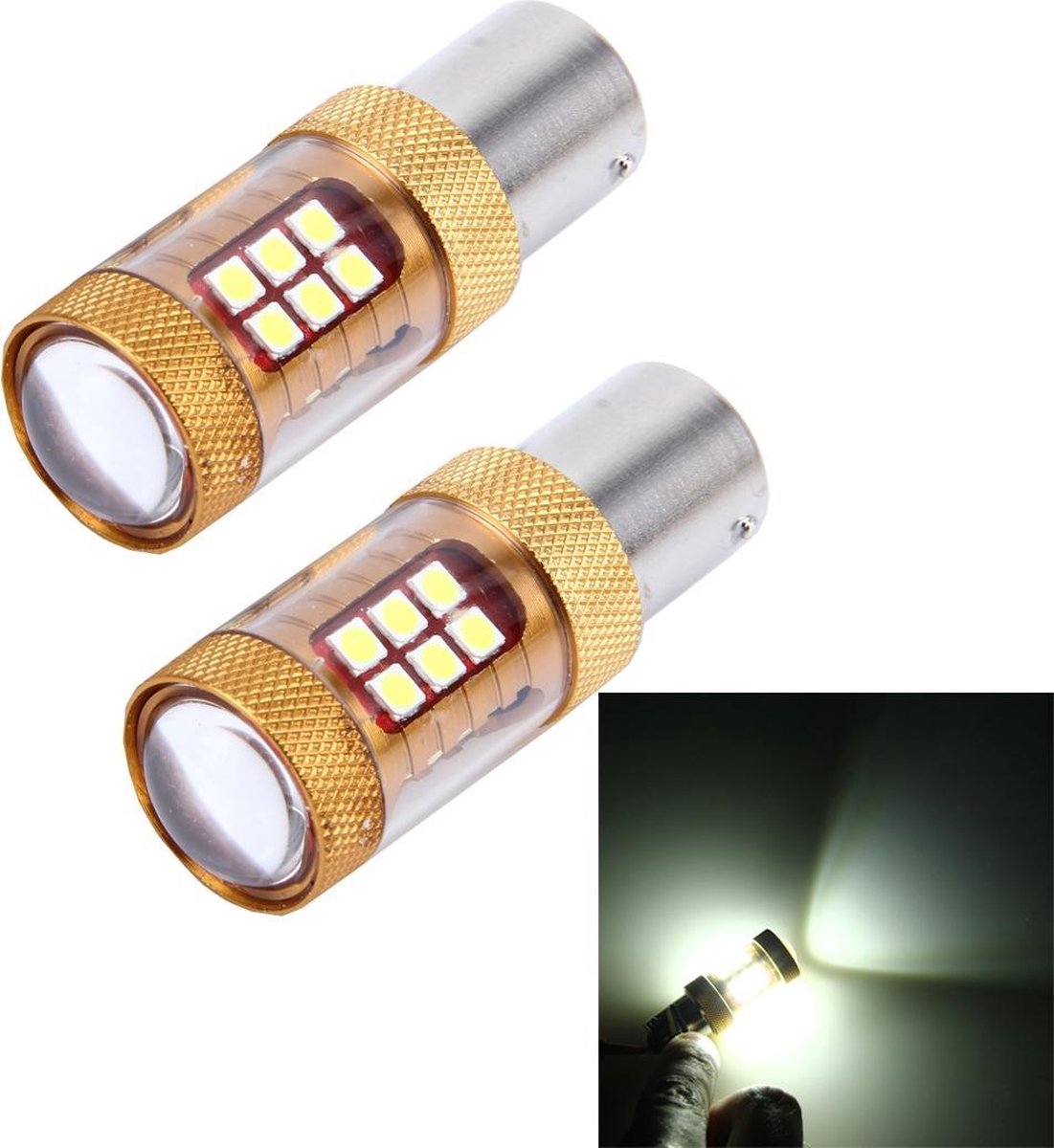 2 STUKS 1156 / BA15S 15W 1300LM 6500K 28 SMD-3030 LED-auto remlichten draaien licht