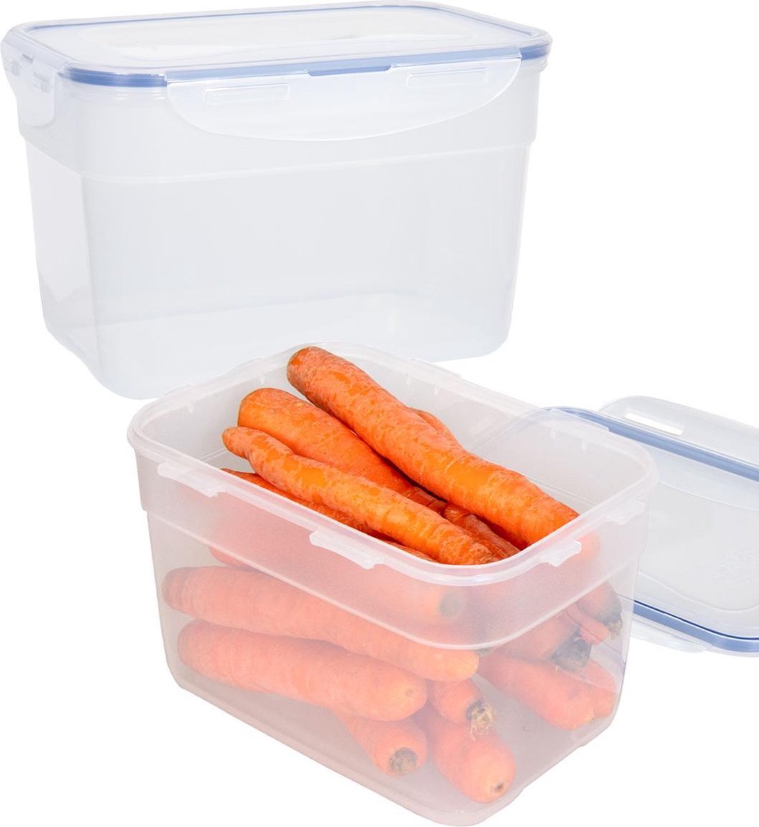 Lock&Lock Stapelbare Vershoudbakjes | Bewaardozen voedsel | Meal prep bakjes - Set van 2 stuks - 2.4 liter - Transparant