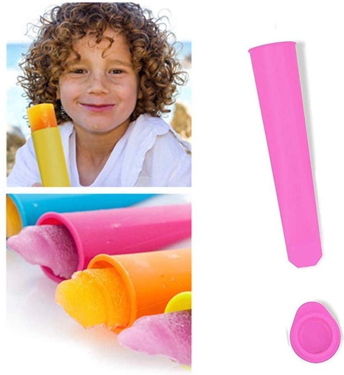 Doodadeals® Siliconen IJsvormen – Siliconen IJslolly – IJsvormpjes – IJslolly Vormen – Calippo IJsvorm – Zelf IJs Maken – Waterijs Vormen – Roze – 6 Stuks