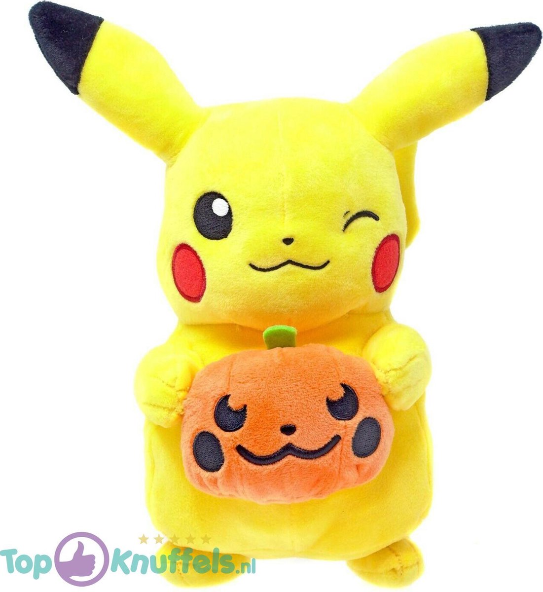 Pikachu Pokemon met Pompoen Pluche Knuffel 21 cm  + Pokémon Charizard Sticker! | Speelgoed Knuffeldier Knuffelpop Pokémon | Best friend from Eevee Snorlax Charmander Munchlax Squirtle Bulbasaur Halloween Plush