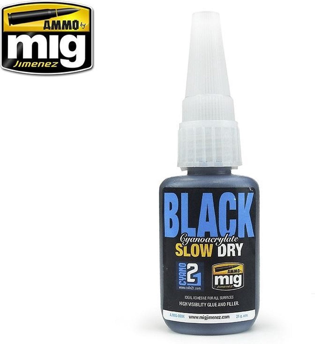 AMMO MIG 8034 Black Slow Dry Cyanoacrylate Lijm