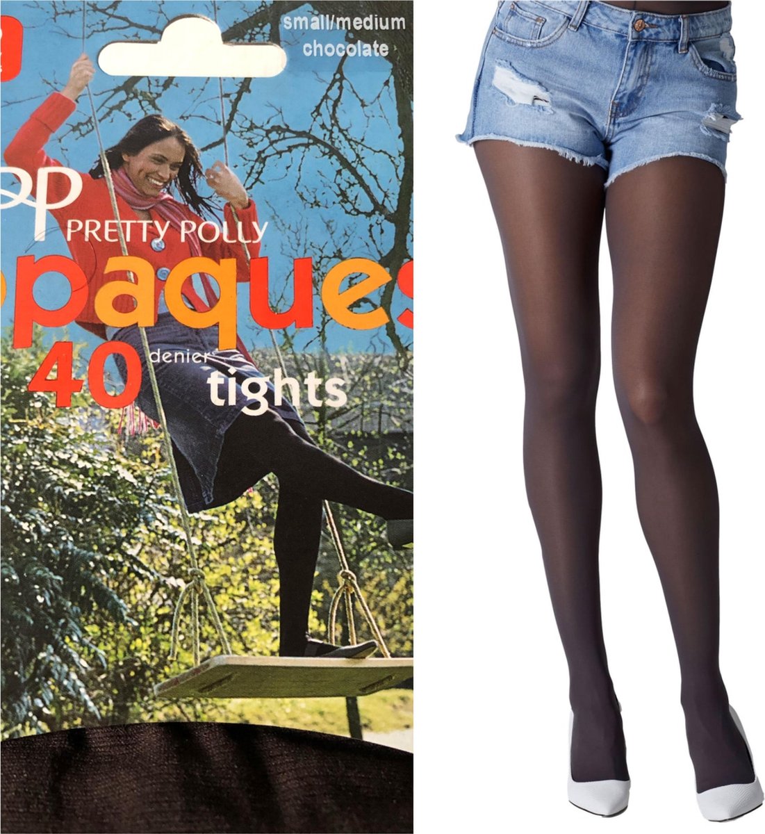 Pretty Polly 40 denier super soft Opaque Tights (2 pair) - donkerbruin - S/M-