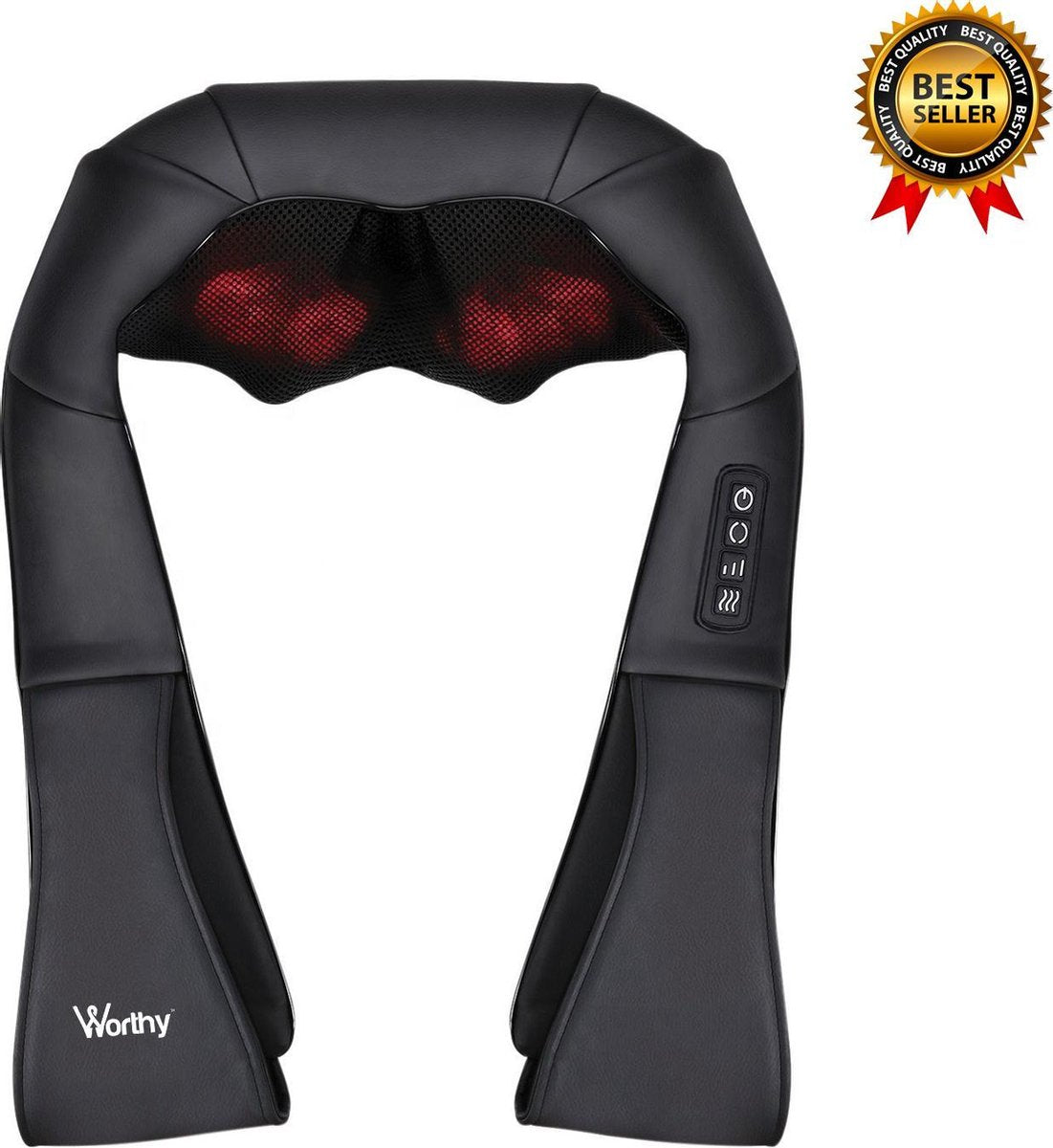 Worthy Elektrisch Shiatsu Massage Kussen met Arm Lussen - Met Warmte Functie - Zwart