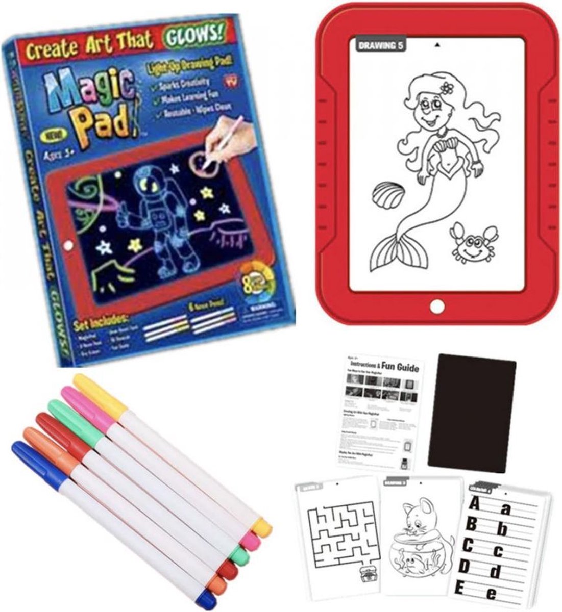 Kleurtafel - Magisch Tekenbord - Lichtgevende Tekentablet - Kleurentafel - Schrijfbord - Glow in the dark - Kindertablet - Educatief speelgoed - Leerzaam -  Verjaardagscadeau - Tekenbord kinderen