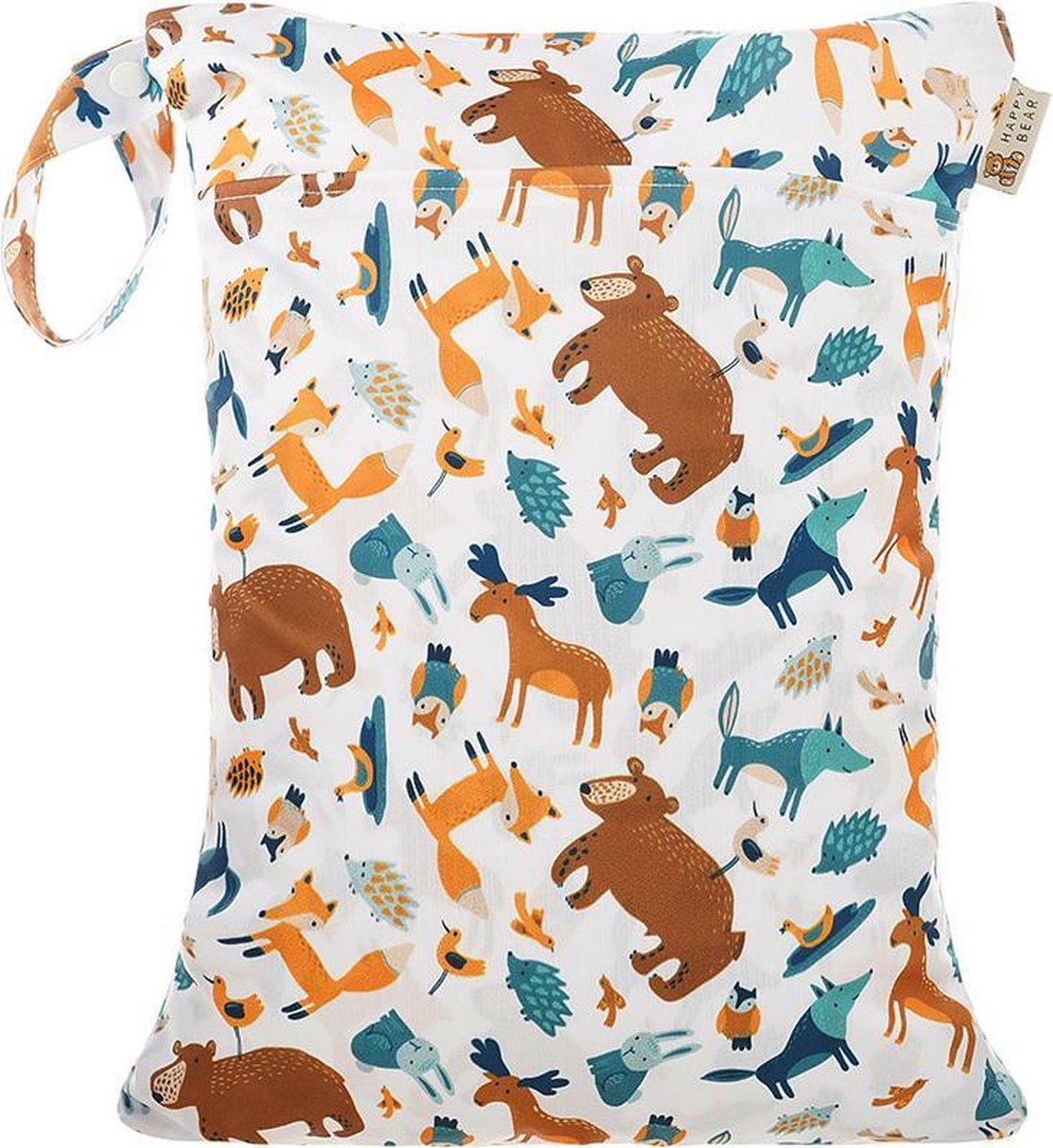 HappyBear Wetbag - Bosdieren | Waterdichte opbergtas - luiers - 2 vakken - 30cm x 40cm