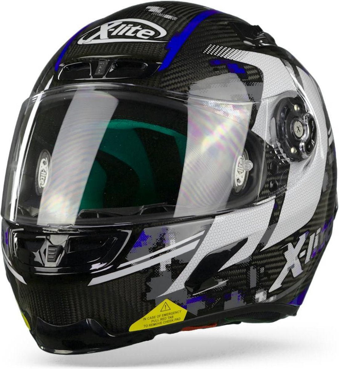 X-Lite X-803 Ultra carbon Provocator 57 Carbon Black White Blue  Integraalhelm - Motorhelm - Maat XXL