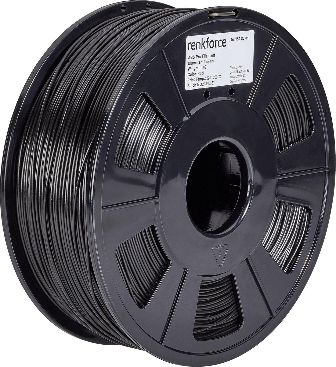 Filament Renkforce ABS kunststof 1.75 mm Zwart 1 kg