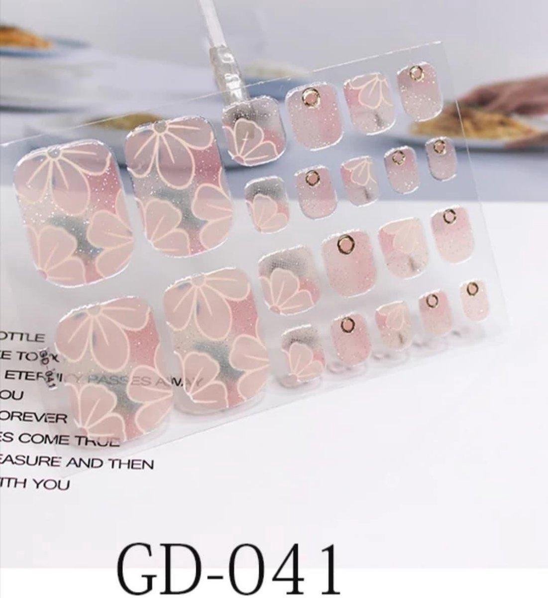 zacht roze bloem teensticker teen nagel stickers nailart nail art sticker kalknagel verbergen teennagel