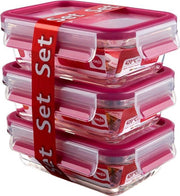Emsa Clip&Close 517922 3-dlg set glas 0.5l transparant/rood